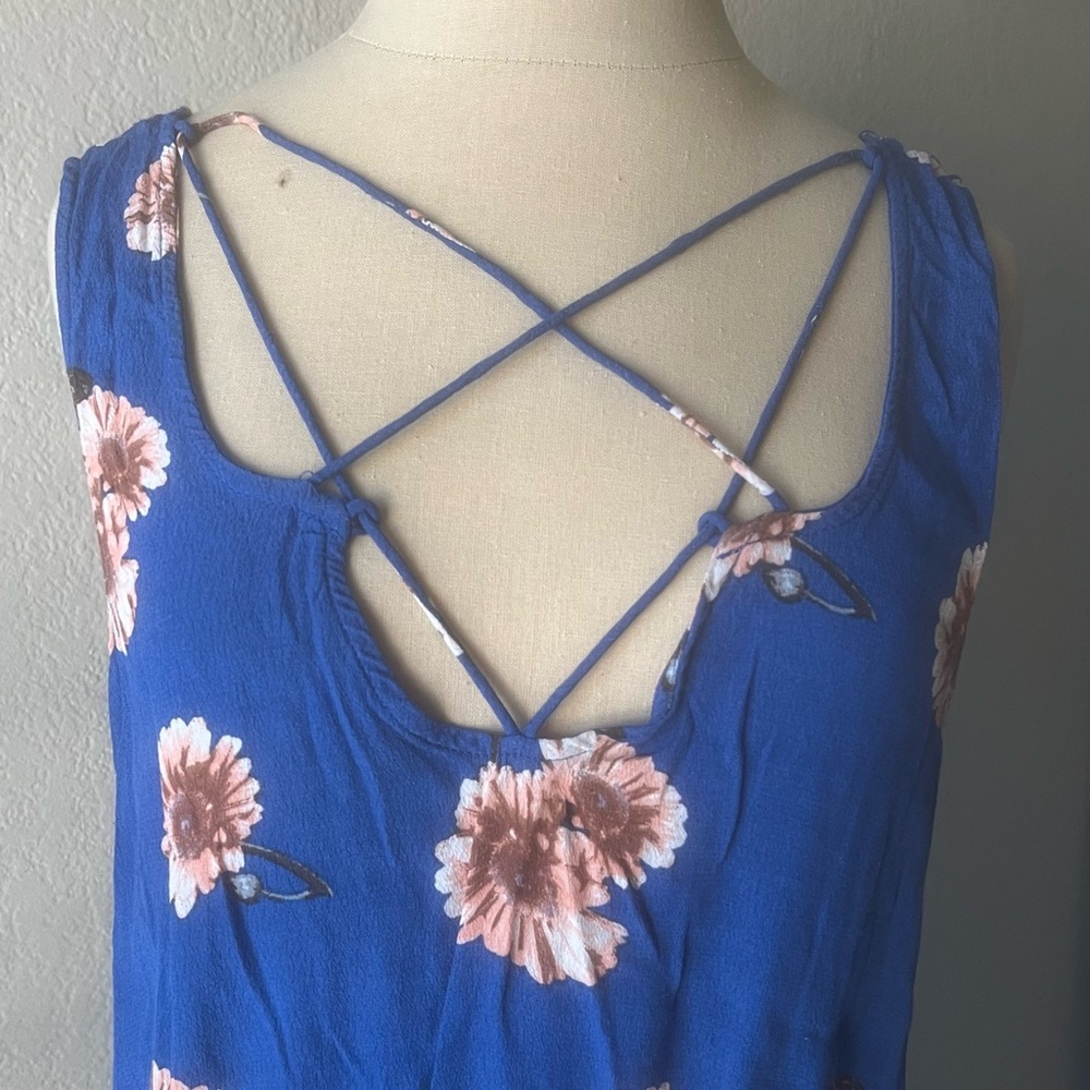 Women's Size L Blue Floral Sleeveless dress - Picture 2 of 8